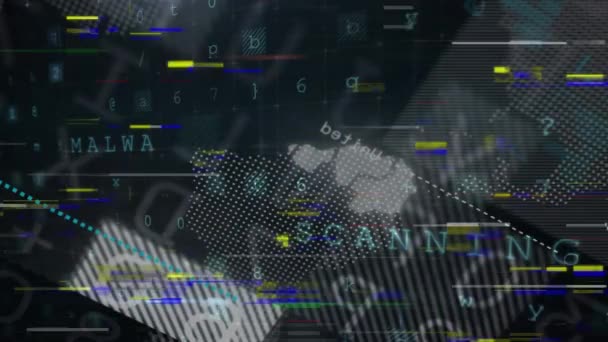 Animace Zpracování Dat Interference Černém Pozadí Globální Obchod Finance Připojení — Stock video
