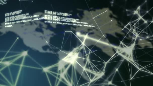 Animace Sítě Spojení Zpracováním Dat Mapě Světa Globální Obchod Finance — Stock video