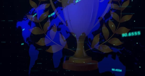 Kupa Üzerinde Veri Işleme Animasyonu Küresel Finans Bağlantılar Dijital Arayüz — Stok video