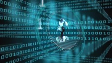 Veri işleme üzerine pound sembolü animasyonu. küresel iş, finans, bağlantılar ve dijital arayüz konsepti dijital olarak oluşturulmuş video.