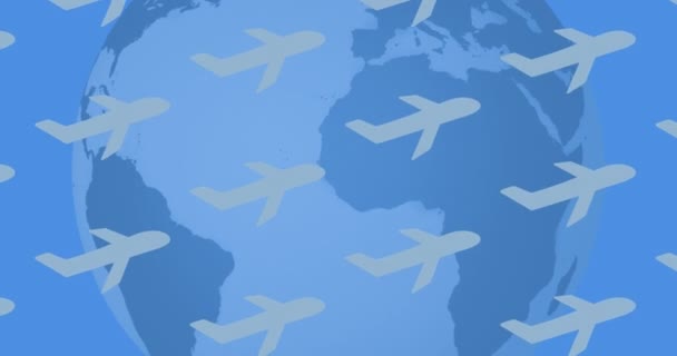 Animation Der Zeit Text Über Flugzeuge Reisen Nationaler Tag Der — Stockvideo