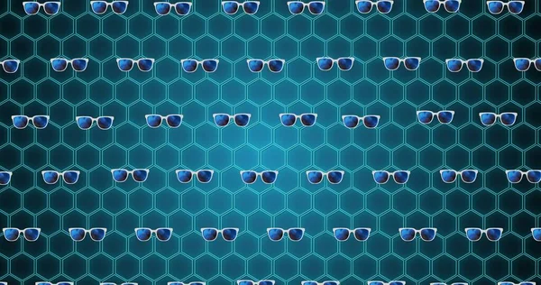 Ilustração Quadro Completo Óculos Sol Sobre Favo Mel Fundo Modelado — Fotografia de Stock