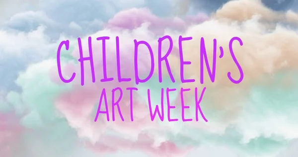 Digital Composite Image Children Art Week Text Cloudy Sky Digital — ストック写真