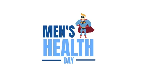 Text Zum Männergesundheitstag Und Illustration Des Superhelden Auf Weißem Hintergrund — Stockfoto