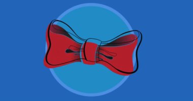 Mavi arka planda daire şeklinde papyon animasyonu. Papyon günü ve kıyafet konsepti dijital olarak oluşturulmuş video.