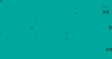 Yeşil arka planda süzülen papyonların animasyonu. elbiseler, şekiller ve hareket konsepti dijital olarak oluşturulmuş video.