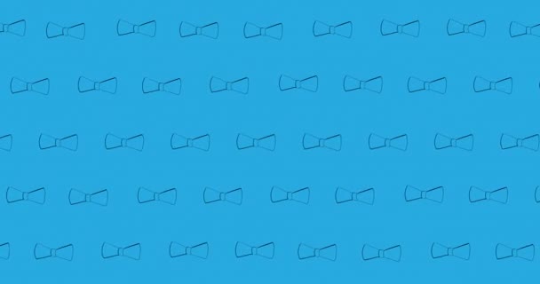 Animation Bow Ties Floating Blue Background Clothes Shapes Movement Concept — Wideo stockowe