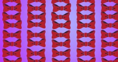 Mor arka planda süzülen papyonların animasyonu. elbiseler, şekiller ve hareket konsepti dijital olarak oluşturulmuş video.