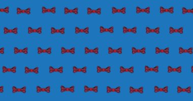 Mavi arka planda süzülen papyonların animasyonu. elbiseler, şekiller ve hareket konsepti dijital olarak oluşturulmuş video.