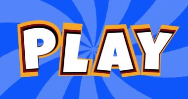 Animation of play over violet background with stripes. wold play day, childhood and having fun concept digitally generated video.