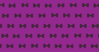 Mor arka planda süzülen papyonların animasyonu. elbiseler, şekiller ve hareket konsepti dijital olarak oluşturulmuş video.