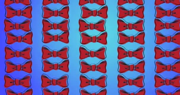 Animation Bow Ties Floating Blue Background Clothes Shapes Movement Concept — Vídeo de Stock