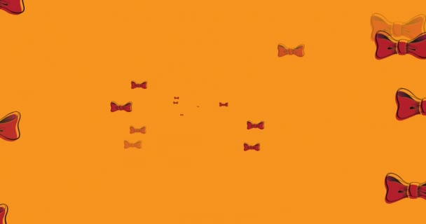 Animation Bow Ties Floating Orange Background Clothes Shapes Movement Concept — ストック動画