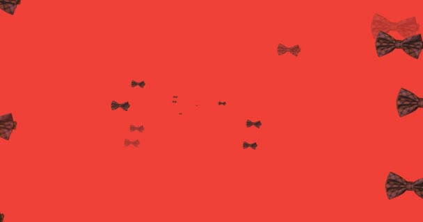Animation Bow Ties Floating Red Background Clothes Shapes Movement Concept — Stockvideo
