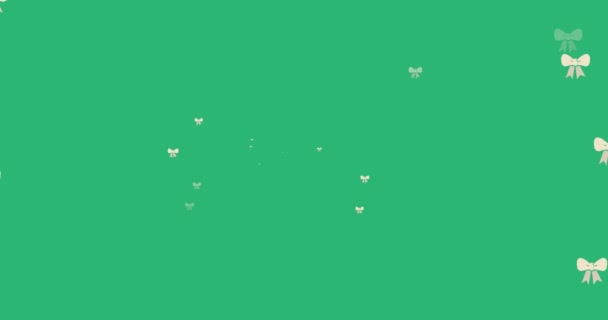 Animation Bow Ties Floating Green Background Clothes Shapes Movement Concept — Stok video