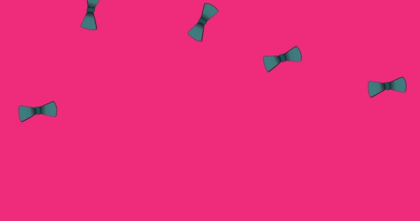 Animation Bow Ties Falling Pink Background Clothes Shapes Movement Concept — Vídeo de Stock