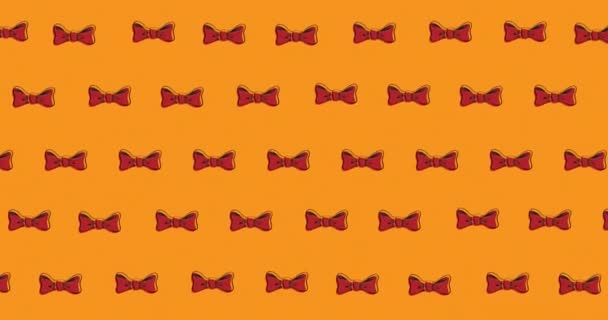Animasi Dasi Kupu Kupu Mengambang Atas Latar Belakang Oranye Pakaian — Stok Video