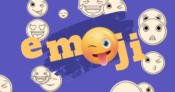 Animáció Emojiról Hangulatjelekről Ahogy Lila Háttér Fölött Mozognak Közösségi Média — Stock videók