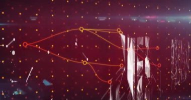 Kırmızı arkaplana karşı plexus ağı ekranları üzerinden bağlantı ağı. küresel ağ ve teknoloji kavramı