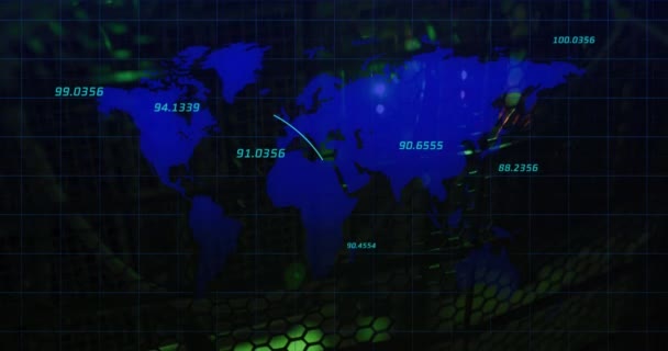 Dünya Haritasında Birden Fazla Numara Bir Bilgisayar Sunucusuna Karşı Yüzüyor — Stok video