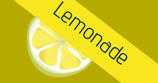 Illustratives Bild Der Limonade Text Und Halbierte Zitrone Auf Gelbem — Stockfoto
