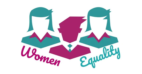 Ilustração Empresárias Empresárias Com Texto Igualdade Mulheres Sobre Fundo Branco — Fotografia de Stock