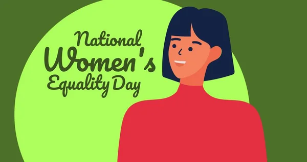 Illustrative Image Woman National Women Equality Day Text Green Background — Foto Stock