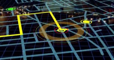 Arka planda gece şehir trafiğinin hızlandırılmasına karşı navigasyon haritası şeması. gps ve navigasyon kavramı