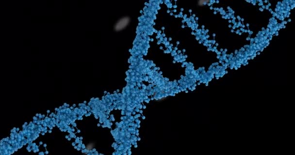 Dna Structure Spinning Binary Coding Data Processing Black Background Medical — Stock video