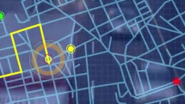 Şehir trafiğine karşı GPS navigasyon haritası şeması. gps ve navigasyon kavramı