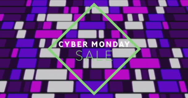 Cyber Monday Sale Text Banner Purple Abstract Shapes Black Background — Video