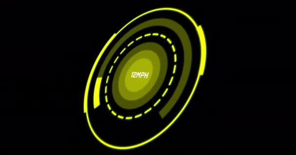 Siyah Arkaplandaki Araba Hız Göstergesinin Animasyonu Küresel Ulaşım Dijital Arayüz — Stok video