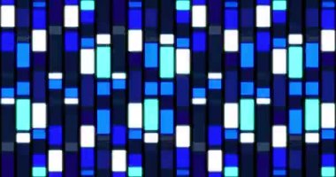 Mavi tonlarda renk değiştiren dikdörtgenlerin animasyonu. renk, model ve hareket konsepti dijital olarak oluşturulmuş video.