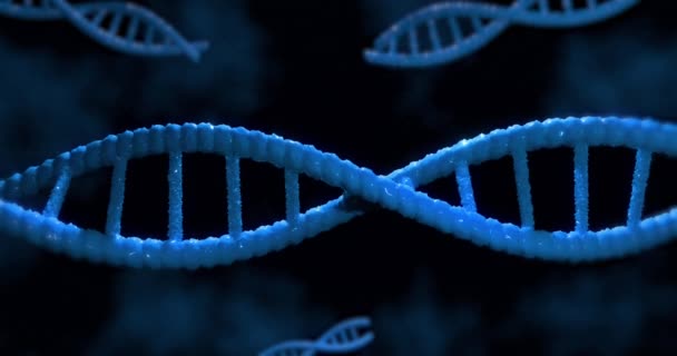 Digital Animation Multiple Dna Structure Spinning Blue Background Medical Research — Video