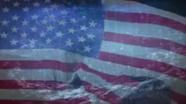 Amerikan Bayrağının Üzerinde Dalgalanan Deniz Suyu Animasyonu Columbus Günü Amerikan — Stok video