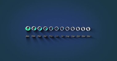 Grafik animasyonu ve donanma geçmişinde aylar. sosyoloji ve istatistik kavramı dijital olarak oluşturulmuş video.