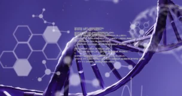 Medical Data Processing Dna Structure Spinning Blue Background Medical Research — Vídeo de Stock