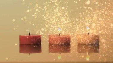 Animation of light spots over candles. national relaxation day and celebration concept digitally generated video.