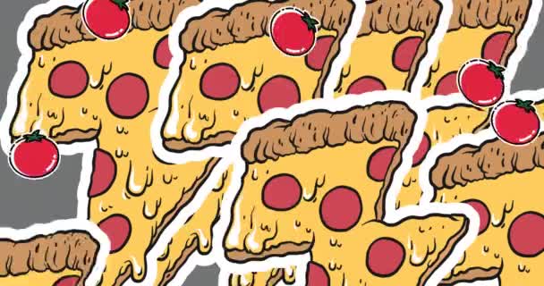 Animasi Pizza Hari Atas Pizza Dan Ikon Tomatoe Perayaan Dan — Stok Video