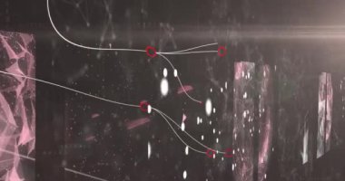 Şekiller ve ışıklarla siyah zemin üzerinde çizgi ve veri işleme animasyonları. veri işleme ve teknoloji konsepti dijital olarak oluşturulmuş video.