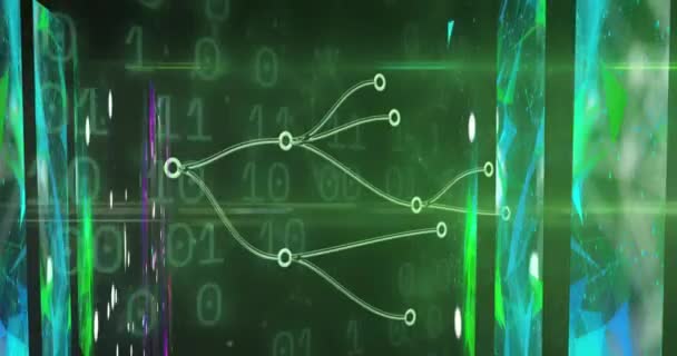 Animation Von Verbindungen Über Binärcode Auf Grünem Hintergrund Datenverarbeitung Und — Stockvideo