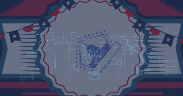 Animation Cotillion Usa Flags Capitol Metaverse City Presidents Day Independence — Stock video