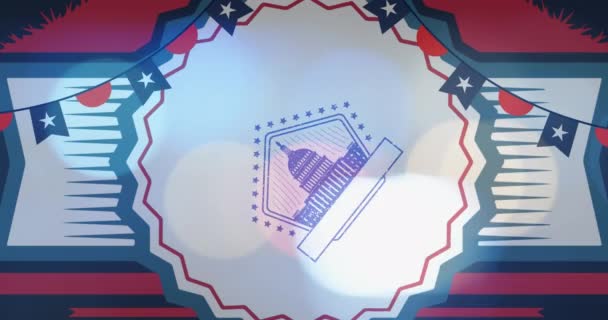 Animation Cotillion Usa Flags Capitol Bokeh Presidents Day Independence Day — Stock video