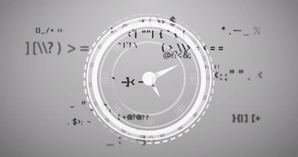 Animation Clock Moving Math Formulas Grey Background Time Passing Science — Video