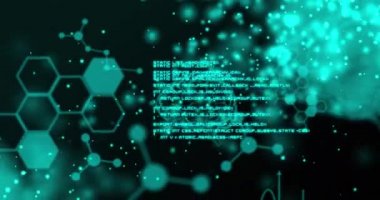 İnsan beyni, kimyasal yapılar ve kara arka plana karşı veri işleme. tıbbi araştırma ve bilim teknolojisi kavramı