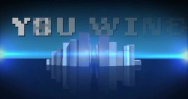 Sendeki animasyon şehir manzarası üzerindeki metni kazandı. Sosyal medya ve dijital arayüz kavramı dijital olarak oluşturulmuş video.