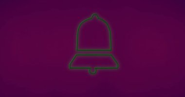 Pembe arka planda neon çan animasyonu. küresel iş ve dijital arayüz kavramı dijital olarak oluşturulmuş video.