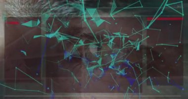 Göz ve şekiller üzerinde veri işleme animasyonu. küresel iş ve dijital arayüz kavramı dijital olarak oluşturulmuş video.