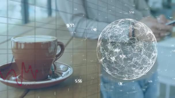 Animation Globe Avec Réseau Connexions Sur Téléphone Intelligent Connexions Globales — Video
