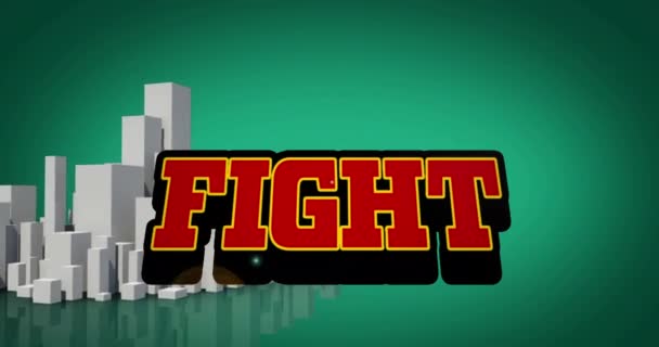 Animation Fight Text Cityscape Social Media Digital Interface Concept Digitally — Vídeo de Stock